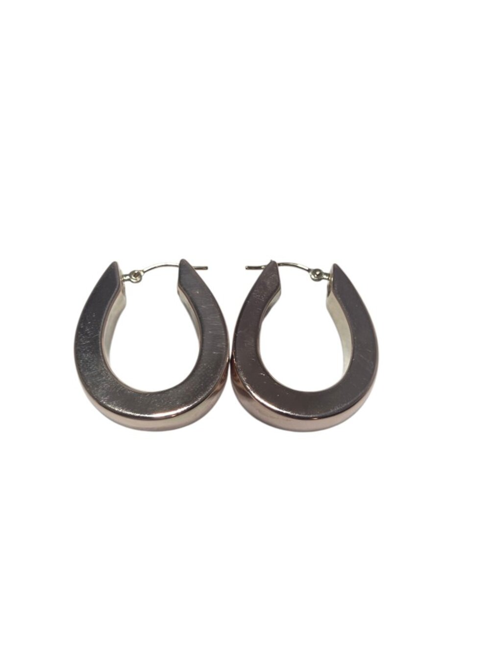 14K Rose Gold Wedge U - Hoop Earrings #25078
